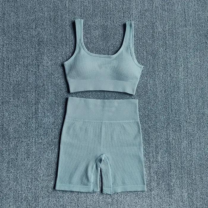 Ensemble yoga WAREBALL 2 pièces pour femmes - Soutien-gorge sans couture et shorts de sport sexy