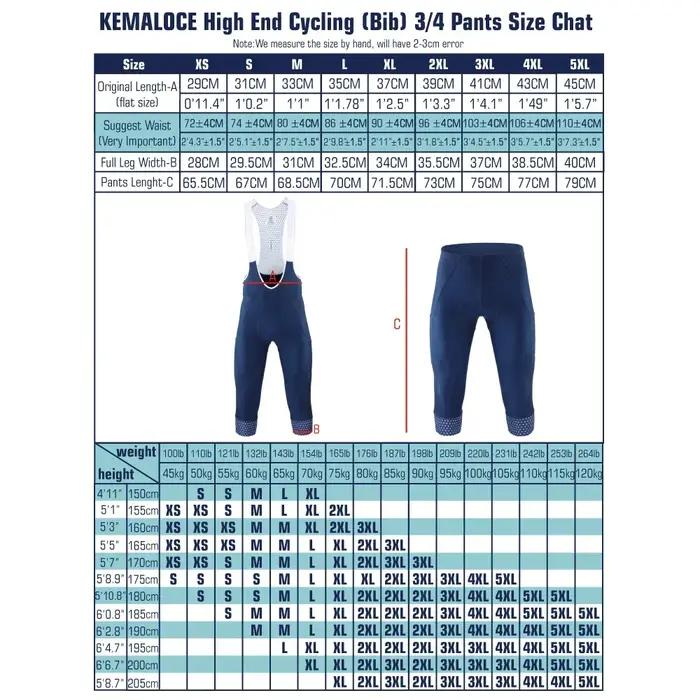 KEMALOCE hommes cyclisme 3/4 pantalons Shorts blanc bleu/noir/gris 5D Gel Pad vtt vélo bavoir pantal
