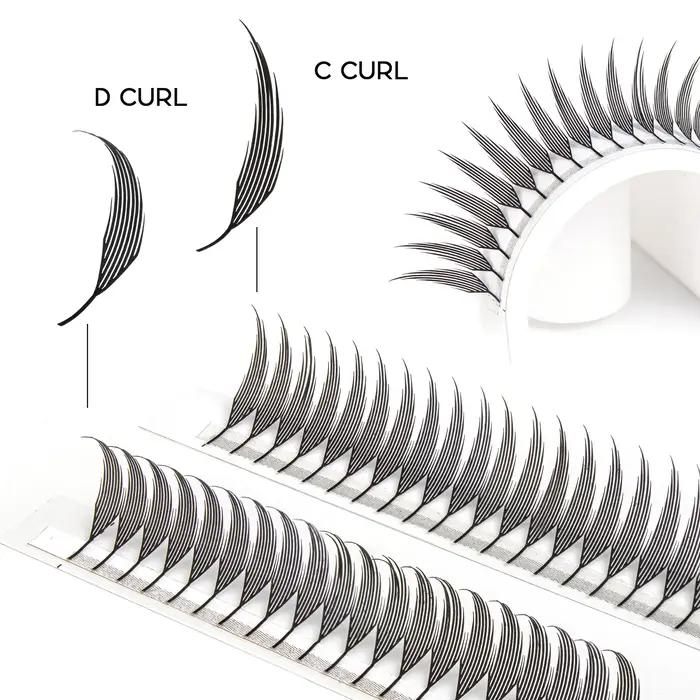 Befer Beauty-Extensions de Cils à Boucles C/D, 240 Grappes, Style Manga, Plume, Flora, Cat Eye, 8-15