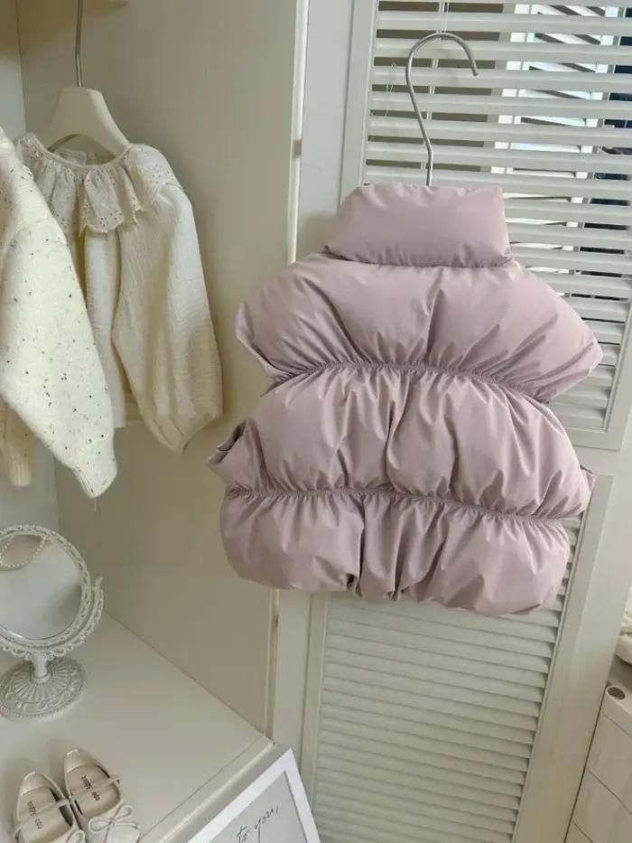 HoneyCherry filles couleur unie gilet automne et hiver nouveau à la mode enfants coton gilet hiver f
