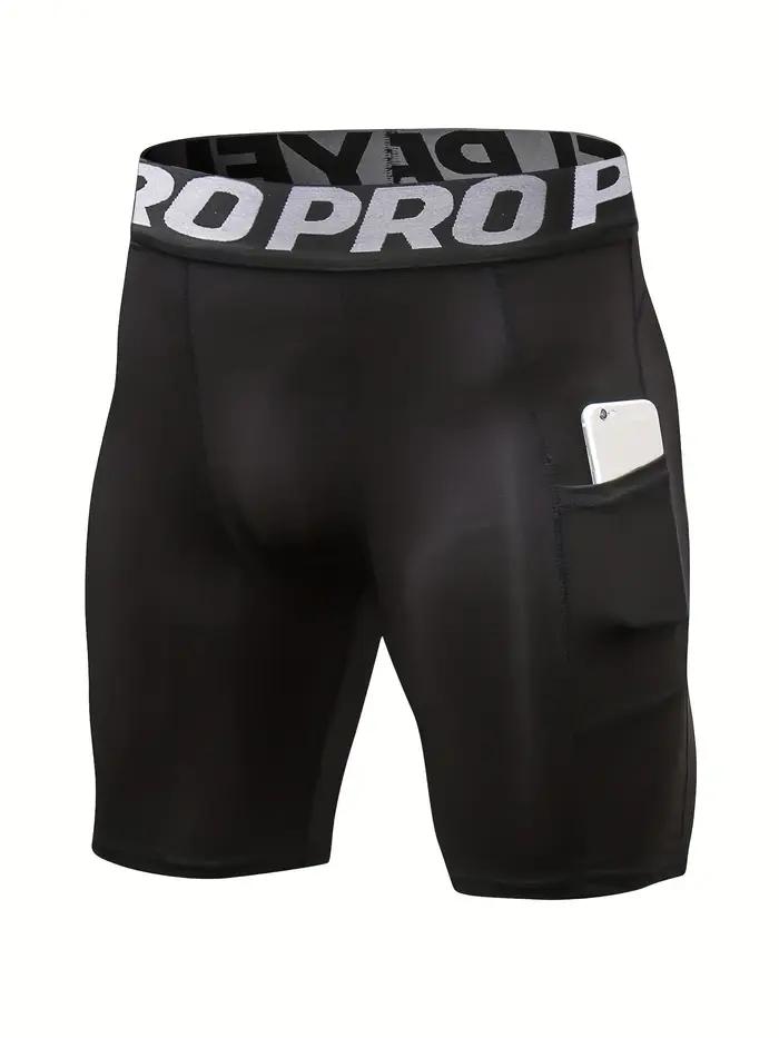 Lot de 3 shorts de compression pour hommes avec poche, shorts de course en spandex, sous-vêtements d