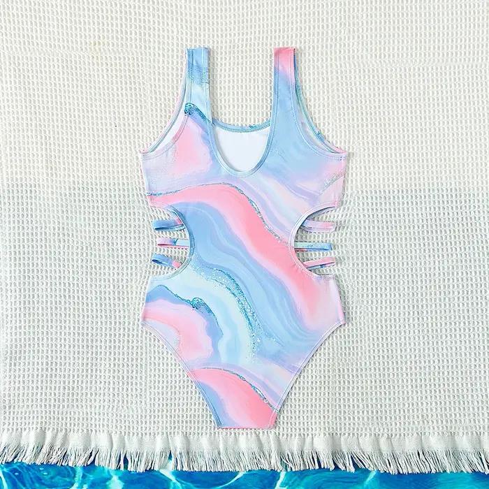 Maillot de bain une pièce imprimé Tie-dye pour enfants, nouveau Design, pour adolescentes, maillots