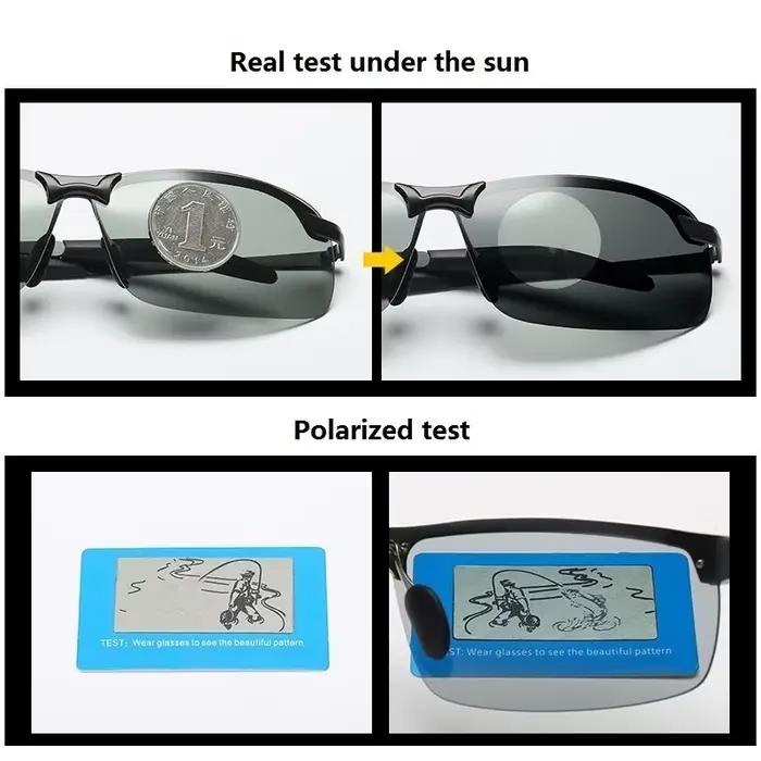 Lunettes de soleil polarisées photochromiques pour hommes, lunettes de conduite, lunettes de pêche c