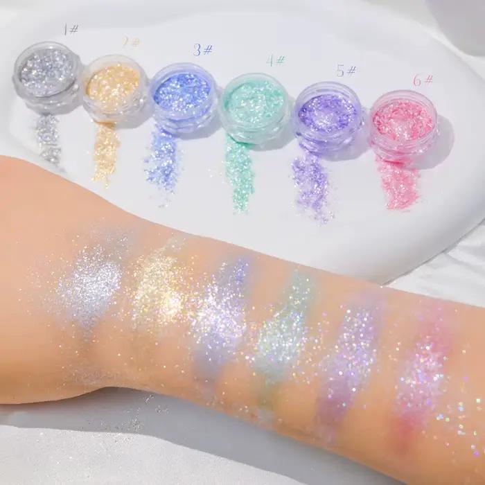 Poudre à ongles opale dorée Super brillante, paillettes de sirène, flocons irisés ultra-fins, paille