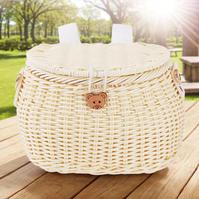 Panier de vélo avant guidon robuste avec couvercle pour enfants et randonnées en plein air adaptable à divers types de vélos