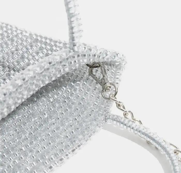 Nouveau sac en tricot à chaîne, design de niche, sac bandoulière/sac à main, petit sac carré populai