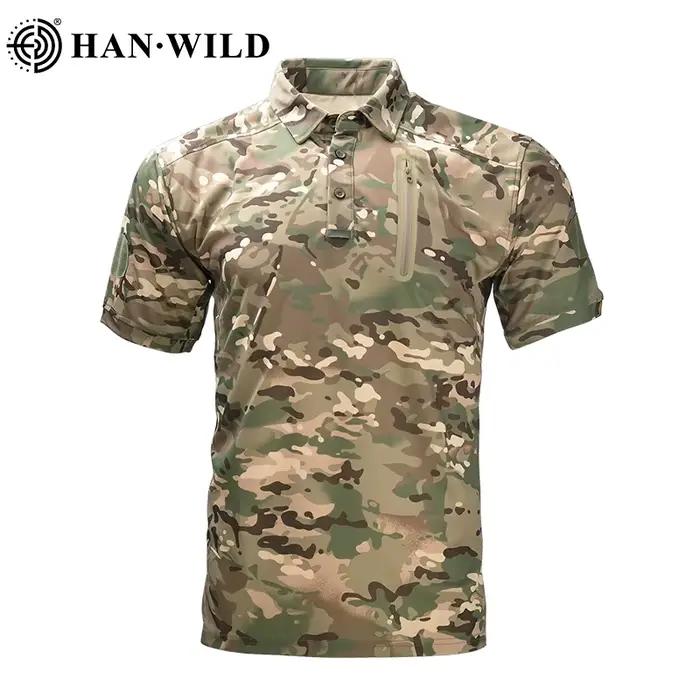 T-shirt camouflage respirant à séchage rapide pour hommes, chemise à manches courtes, camping, rando