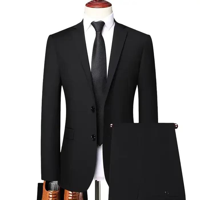 S-8XL (Blazer + pantalon) mode homme affaires décontracté extérieur Gentleman tendance simple bouton