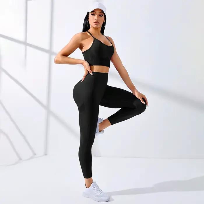 Ensemble de Yoga et Fitness pour femmes, 2 pièces, vêtements de sport respirants sans couture, souti