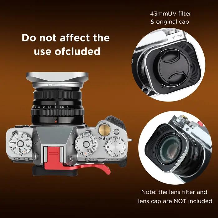 Haoge LH-X35S Pare-soleil carré en métal pour objectifs Fuji Fujinon XF 35mm F2 XF 23mm f/2 R WR et