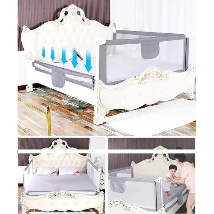 Barrière de Lit Extra-Large de 150 / 180 / 200 cm Protection de Lit pour Tout-Petit Accessoire de Ch