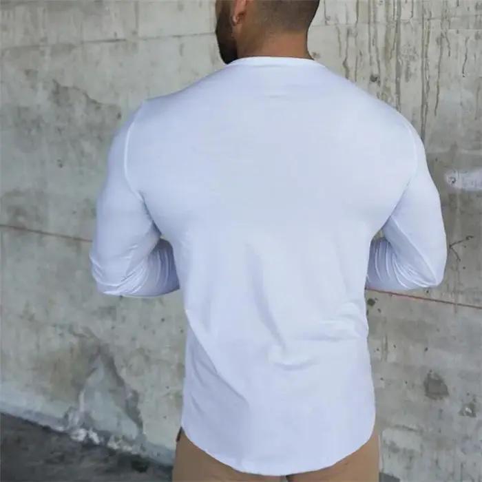 Automne Slim Fit Sport Fitness chemises de course hommes coton respirant à manches longues T-shirt G
