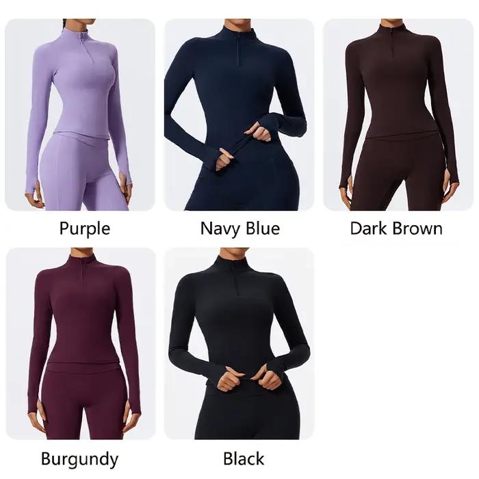 Hearuisavy – Nouveaux hauts de sport d'été à demi-zip et col montant, séchage rapide, pour yoga, fit