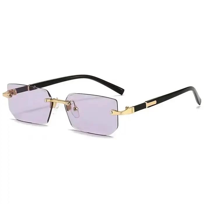 Lunettes de soleil sans bords rectangulaires, mode populaire pour femmes et hommes, petites lunettes