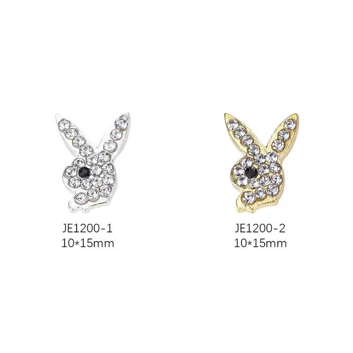 Breloques de luxe pour ongles, alliage d'or, lapin, paillettes, diamant, strass, cristal, pour brico