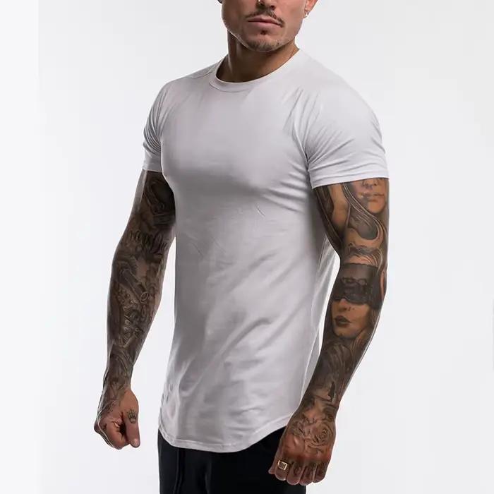 T-shirt manches courtes pour homme, vêtement de sport, en coton respirant, de Fitness, de course, se