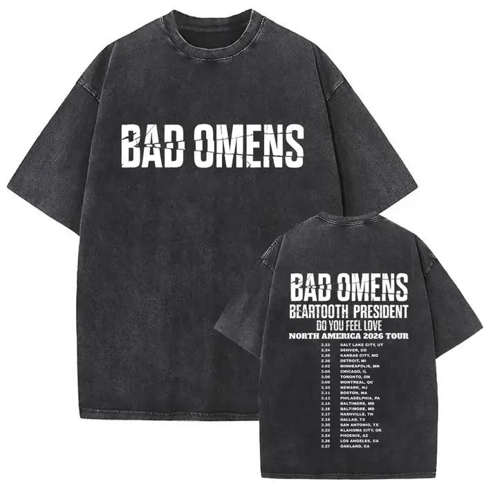 T-shirt graphique vintage délavé Bad Omens Do You Feel Love Tour 2026 pour hommes et femmes, style r