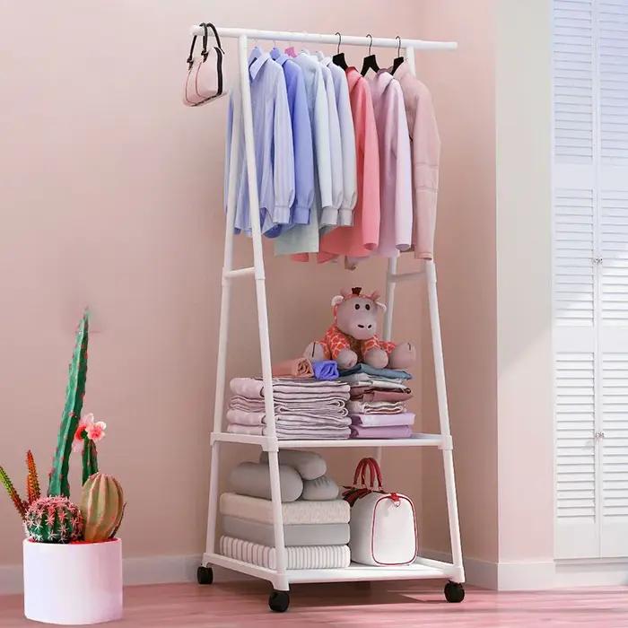 Porte-vêtements monté au sol cintre simple porte-chapeaux chambre pliante triangulaire multifonctionel rangement ménage sac suspendu accessoire chambre dressing organisation élégance