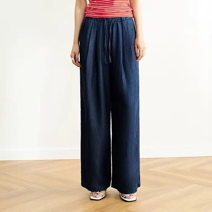 Semir taille élastique Denim pantalon femmes drapé ajustement 2025 été nouveau refroidissement jambe