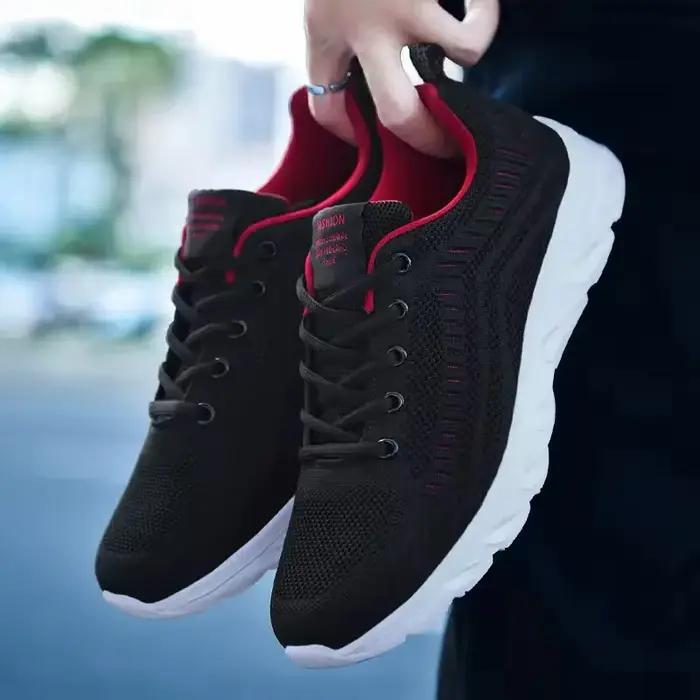 Chaussures de sport en maille respirante à lacets pour hommes, baskets décontractées, course à pied,