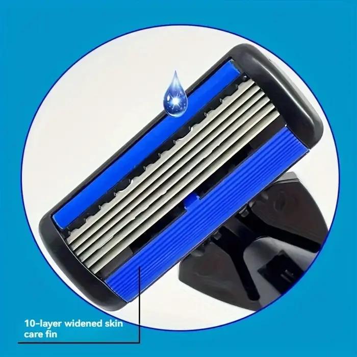 Lame de rasoir à 6 couches en acier inoxydable pour homme, rasoir classique lavé à l'eau, lame tranc