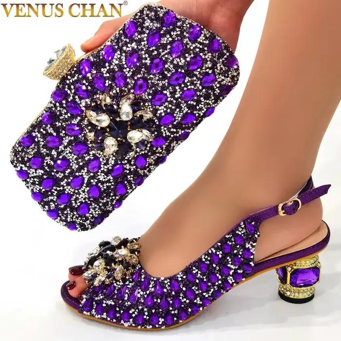 NigWin-Chaussures et sacs argentés pour femmes, chaussures et sacs de fête, mode africaine, chaussur