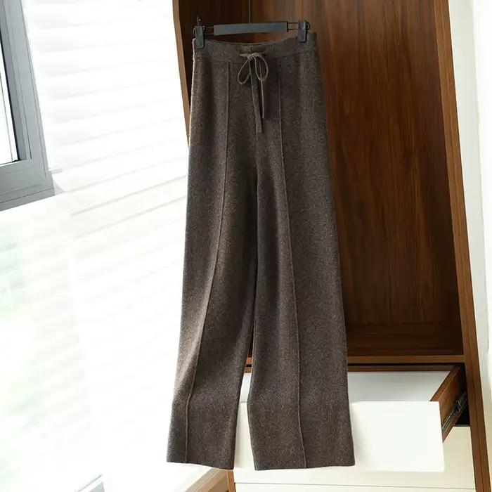 Pantalon large en cachemire polyvalent, pantalon en laine, pantalon ample, tube droit, auditif, tric