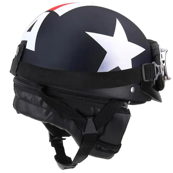 Casque de Moto demi-visage rétro Vintage Style Moto Casco Capacete casque de Moto avec visière lunettes UV Motocross Moto