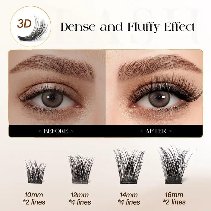 BEFER-Extensions de Faux-Cils Naturels Individuels, Volume Moelleux, Boucles D, DIY