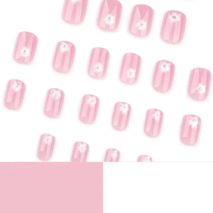 Faux ongles à pression pour chaton noir et blanc, 24 pièces, carrés, amovibles, portables, faits à l