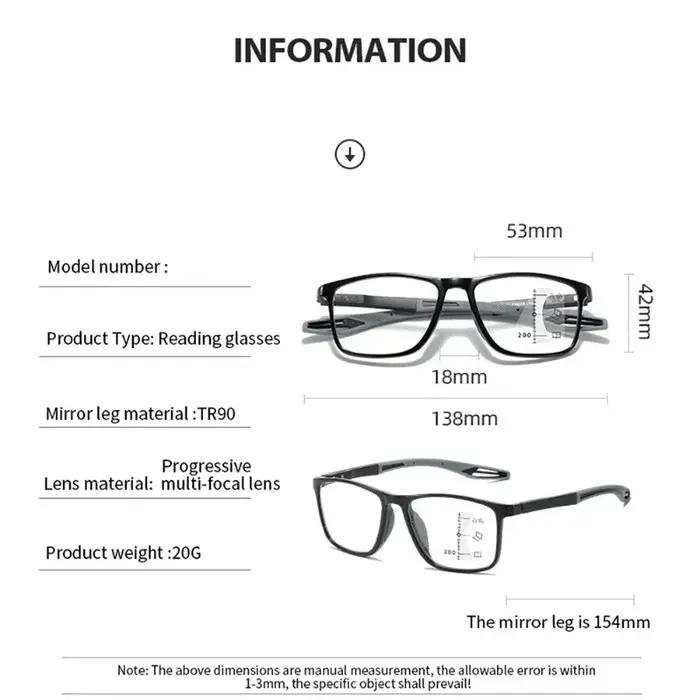 TR90 Anti-lumière bleue multifocale lunettes de lecture hommes femmes progressif près de loin lunett