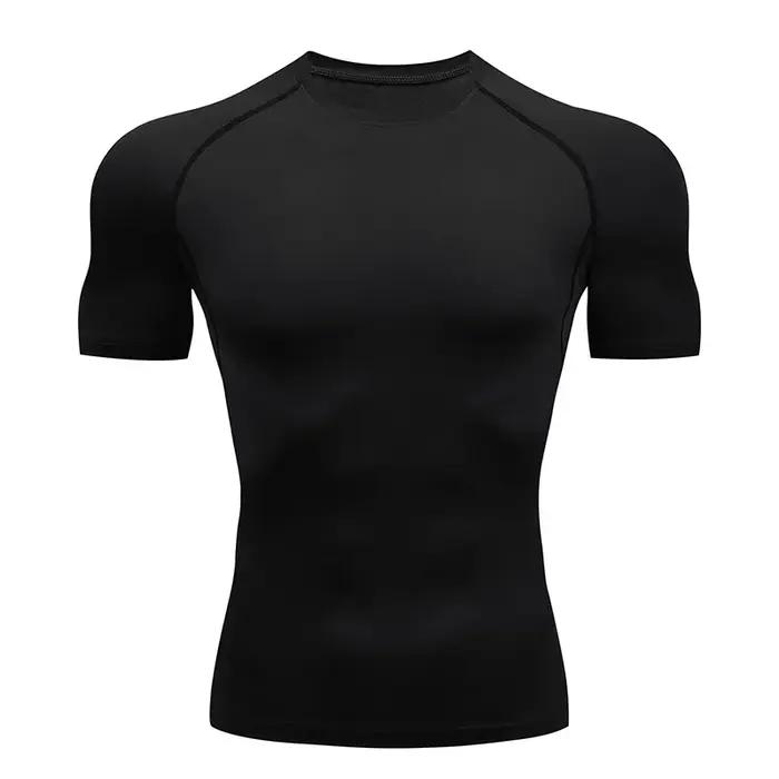 Hommes Compression course t-shirt Fitness serré à manches courtes t-shirt formation Jogging chemises