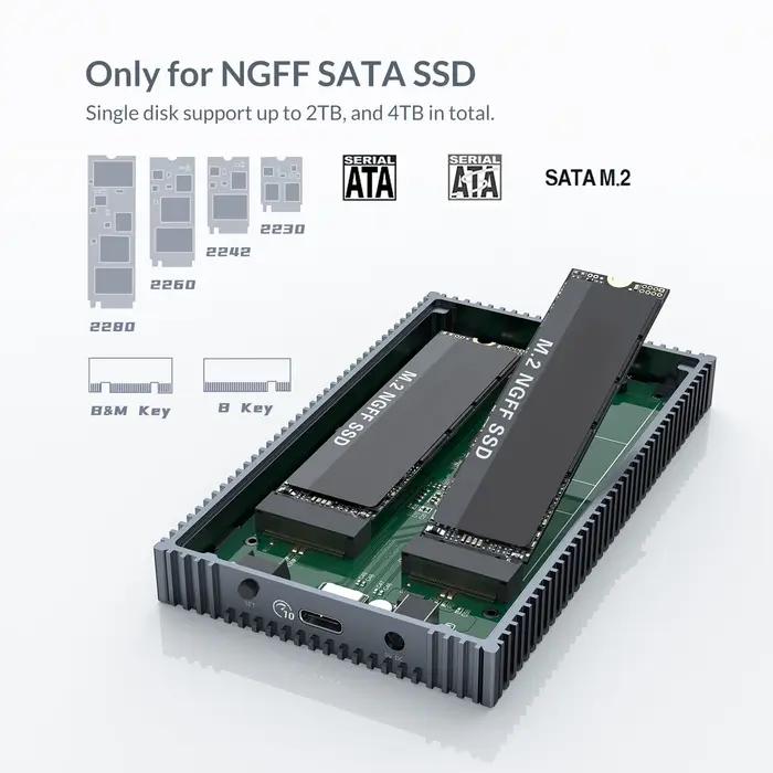 Yottam84- Boîtier de disque dur externe SATA RAID, 10Gbps, M.2 NGFF SATA SSD, prise en charge du mod