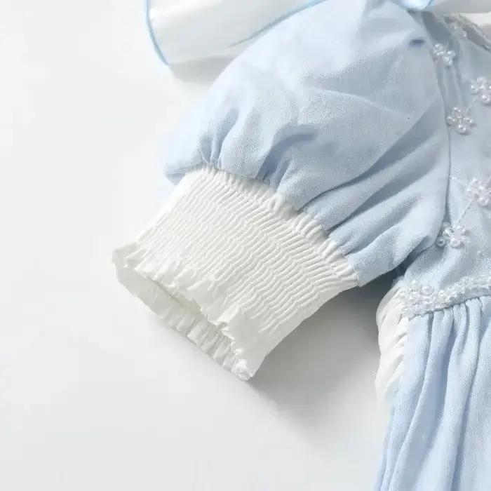 Enfant à volants espagnol bleu robe fête d'anniversaire bébé vêtements 18M-7Y bébé fille princesse c