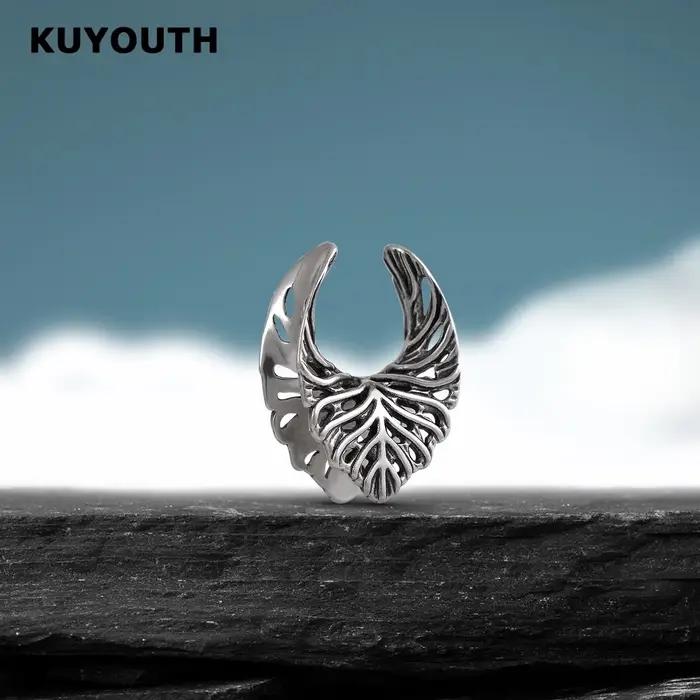  KUYOUTH Tunnels d'oreille, dilatateurs creux et écarteurs en forme de nervures de feuille, bijoux