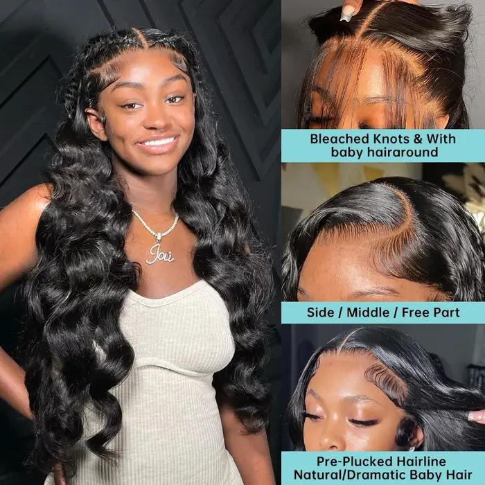 Perruque Lace Front Wig Body Wave Brésilienne Naturelle, Cheveux Humains, 13x6, 13x4, 4x4, Pre-Pluck