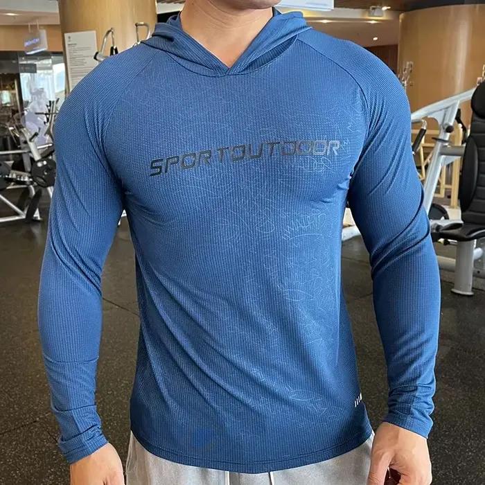 T-shirt à manches longues pour hommes, décontracté, Slim, élastique, sport, Fitness, confortable, re