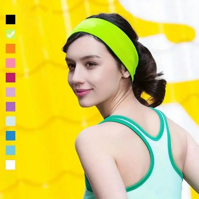 10 pièces bandeau élastique bandeaux de mode pour les femmes, couleur unie course Fitness Yoga bande
