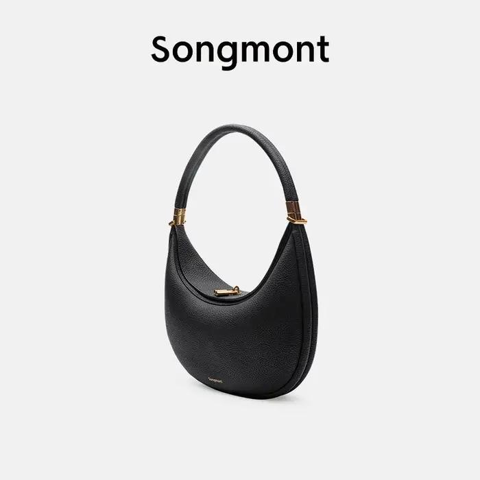 Songmont dames sac à bandoulière motif litchi en cuir souple matériel doré Niche haut de gamme sac s