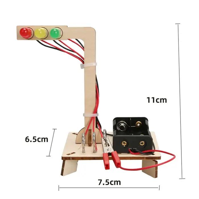 Modèle de feux de circulation en bois pour enfants, jouet scientifique, technologie amusante, Kit d'