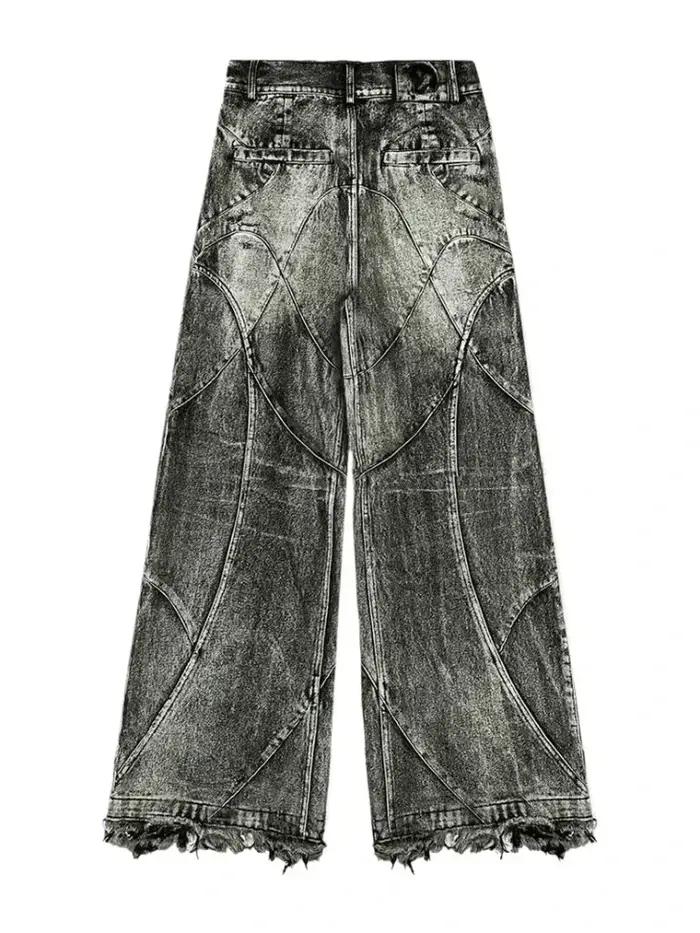 Jeans vintage Y2K streetwear punk hip hop pour femmes, pantalon grunge baggy déchiré, denim délavé,