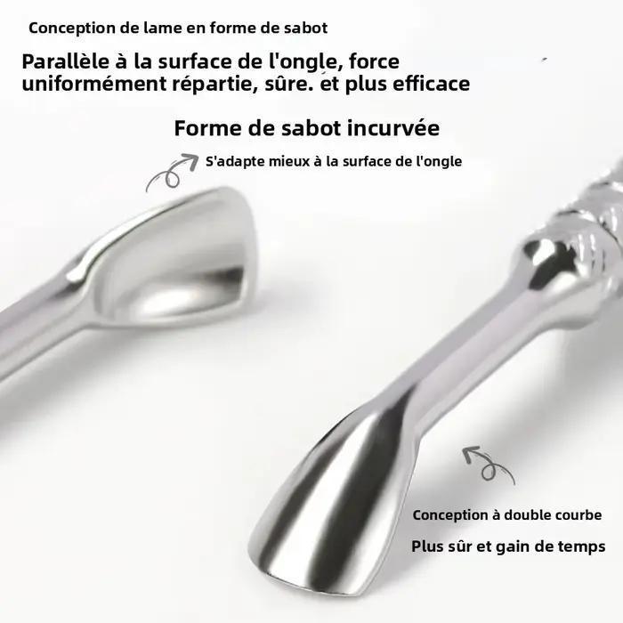Poussoir à cuticules à sabot coudé à Double tête