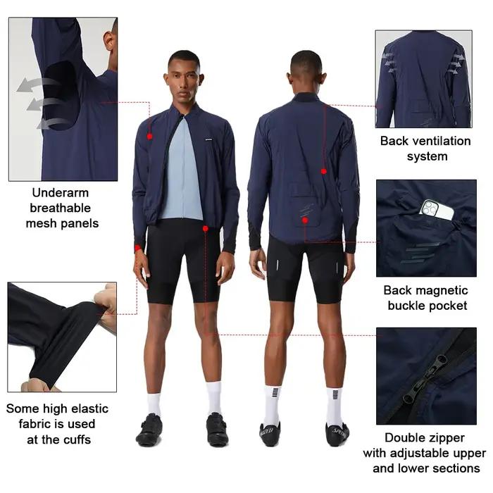 Veste coupe-vent cyclisme homme respirante légère pliable pour vélo route et VTT