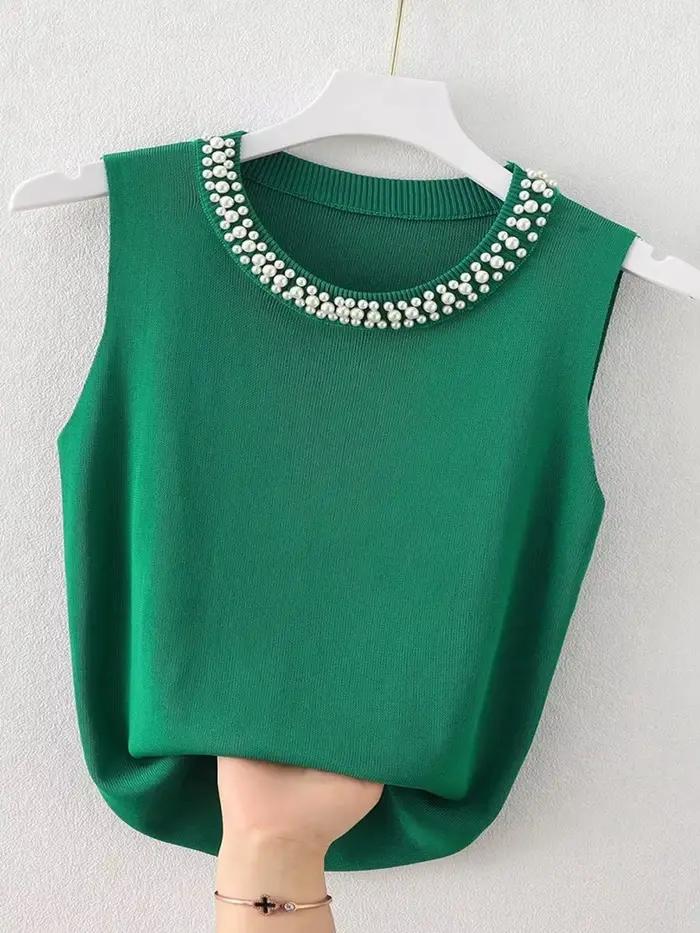 Corée tricoté gilets femmes haut solide réservoir Blusas Mujer De Moda été nouvelle mode femme sans