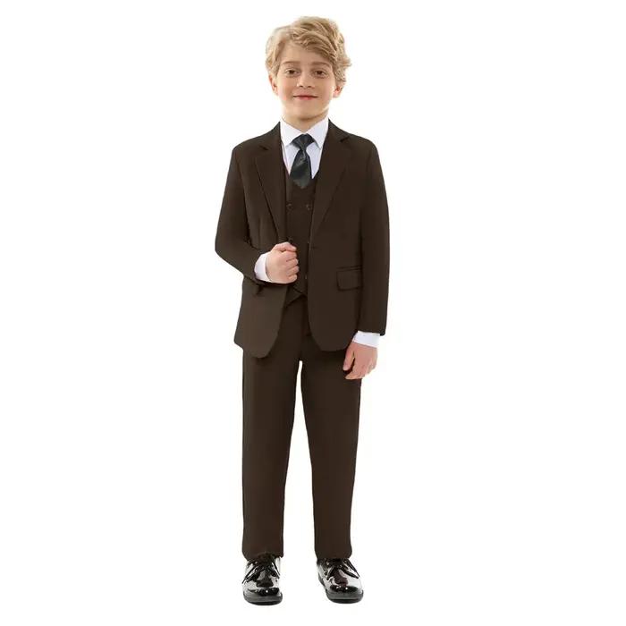Ensemble Costume Marron Garçon Printemps Automne Nouveau Tenue Enfant Cérémonie Mariage Anniversaire