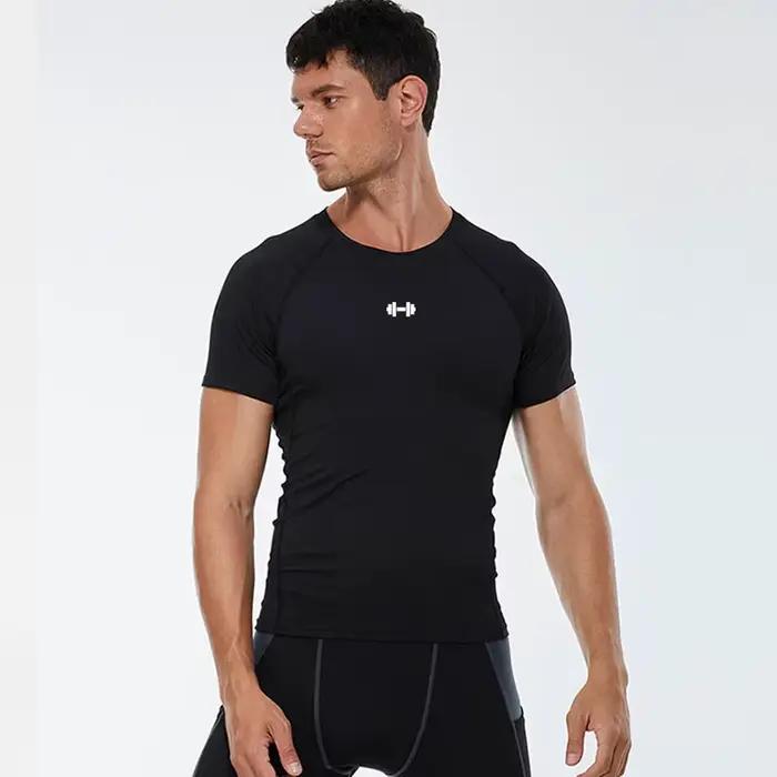T-shirt de compression pour hommes été - Séchage rapide et élastique pour course et sport