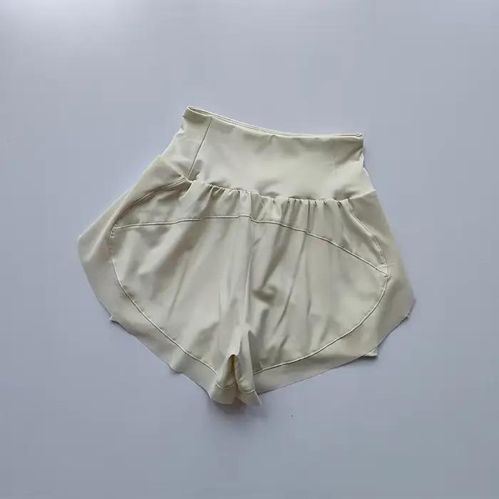 Short de sport taille haute pour femme, maille respirante, double couche, séchage rapide, gym, fitne