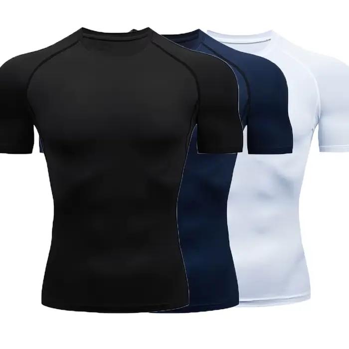 T-shirt sport hommes séchage rapide manches courtes - Haut fitness compression formation course rashgard