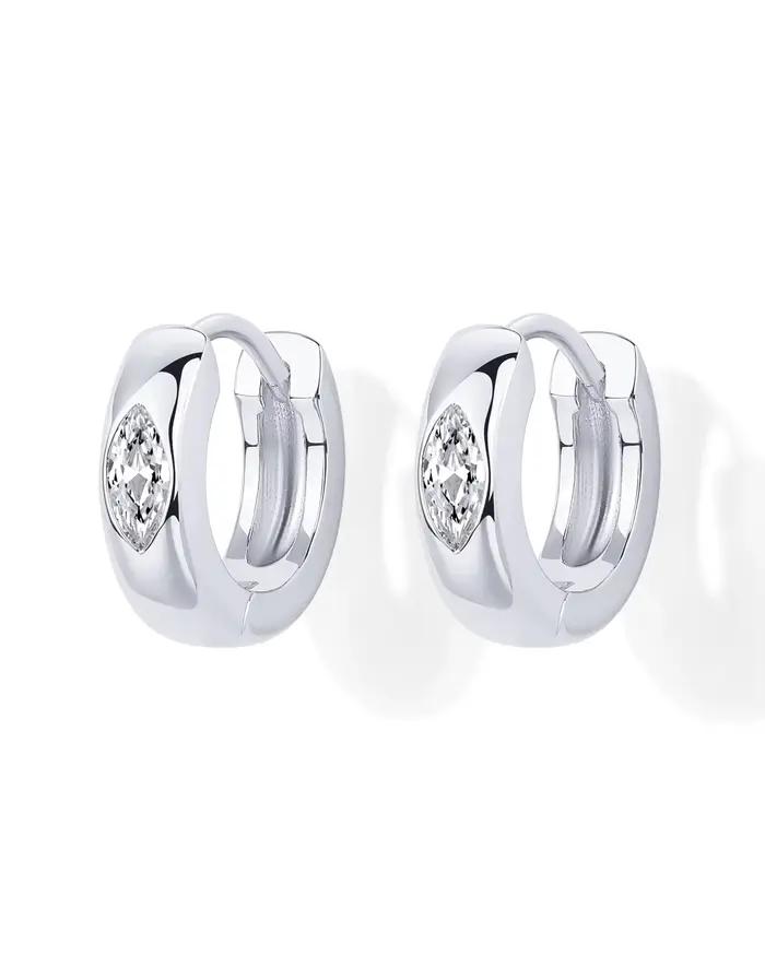 Shevalue – boucles d'oreilles créoles plaquées or 14 carats pour femmes, avec poteaux en argent Ster