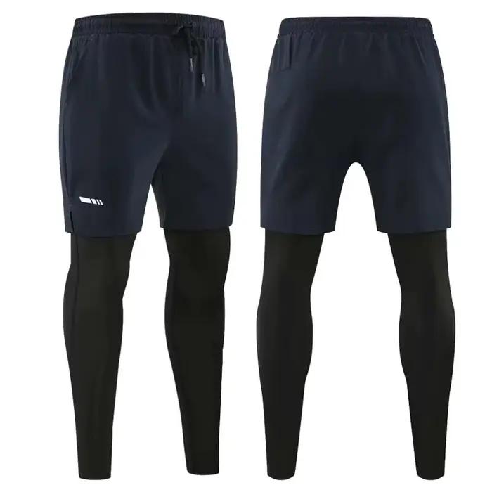 Pantalons de course pour hommes collants de Sport de Compression 2 en 1 Leggings de Fitness à séchag